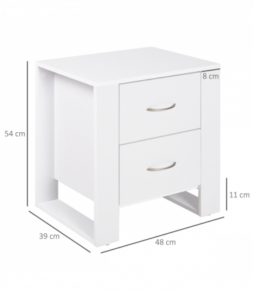 Particle Board 2-Drawer Bedside Table White