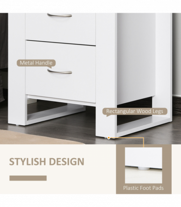 Particle Board 2-Drawer Bedside Table White