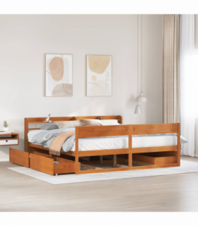 vidaXL Bed Frame without Mattress Wax Brown 180x200 cm Super King Solid Wood Pine