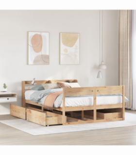 vidaXL Bed Frame without Mattress 135x190 cm Double Solid Wood Pine