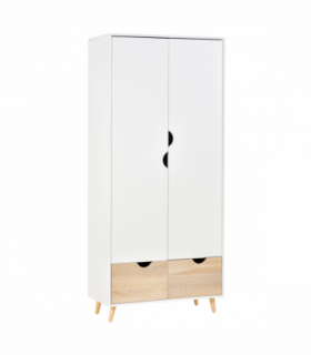 Particle Board 2-Drawer Wardrobe White/Oak