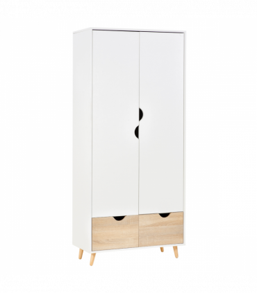 Particle Board 2-Drawer Wardrobe White/Oak
