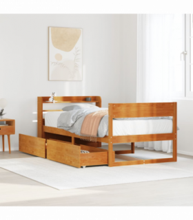 vidaXL Bed Frame without Mattress Wax Brown 75x190 cm Small Single Solid Wood Pine