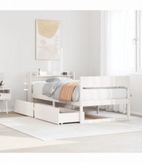 vidaXL Bed Frame without Mattress White 100x200 cm Solid Wood Pine