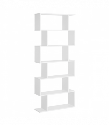 Particle Board 6-Tier Asymmetrical Shelving Unit White