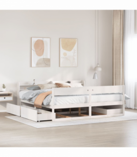 vidaXL Bed Frame without Mattress White 180x200 cm Super King Solid Wood Pine