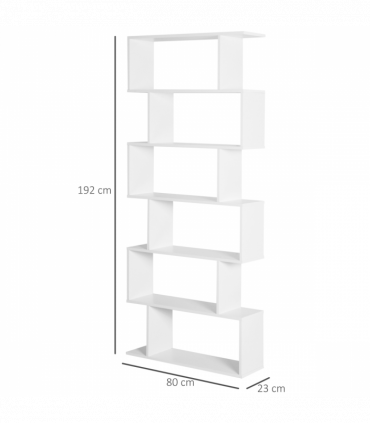 Particle Board 6-Tier Asymmetrical Shelving Unit White