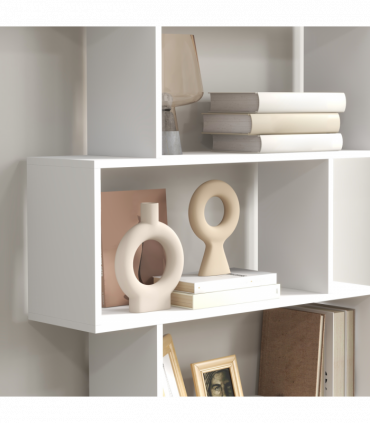 Particle Board 6-Tier Asymmetrical Shelving Unit White