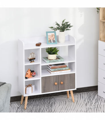 Particle Board Multi-Compartment Shelving Unit White/Brown