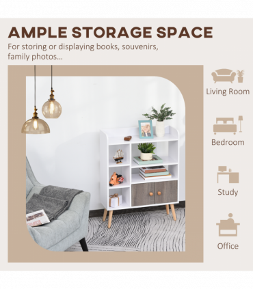 Particle Board Multi-Compartment Shelving Unit White/Brown