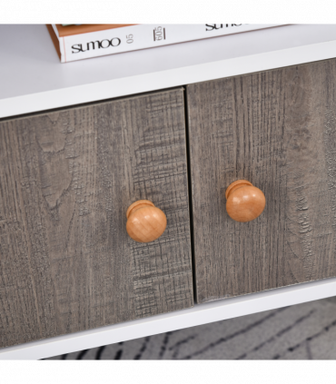 Particle Board Multi-Compartment Shelving Unit White/Brown