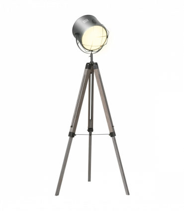Pine Wood Tripod Spotlight Floor Lamp Brown/Black