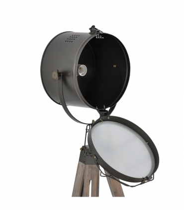 Pine Wood Tripod Spotlight Floor Lamp Brown/Black