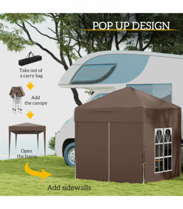 Pop Up Gazebo Canopy, size (2 x 2m)- Coffee