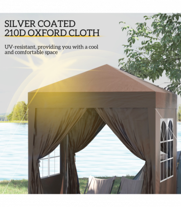 Pop Up Gazebo Canopy, size (2 x 2m)- Coffee