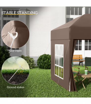 Pop Up Gazebo Canopy, size (2 x 2m)- Coffee