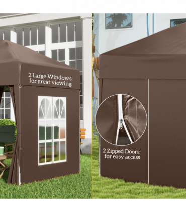 Pop Up Gazebo Canopy, size (2 x 2m)- Coffee