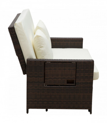 Rattan 2-Seater Day Bed Brown 130cmx72cmx96cm Outdoor Garden Patio Furniture
