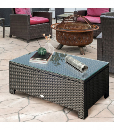 Rattan Coffee Table-Black