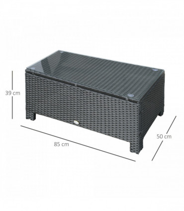 Rattan Coffee Table-Black