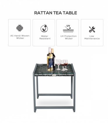 Rattan End Table Side Coffee Desk Outdoor Patio Garden Furniture