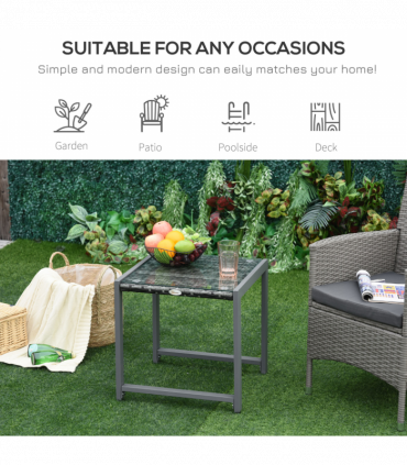 Rattan End Table Side Coffee Desk Outdoor Patio Garden Furniture