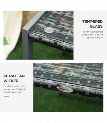 Rattan End Table Side Coffee Desk Outdoor Patio Garden Furniture