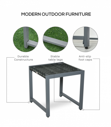 Rattan End Table Side Coffee Desk Outdoor Patio Garden Furniture