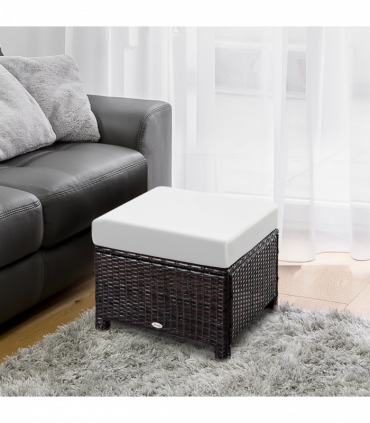 Rattan Ottoman - Brown