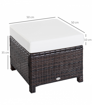 Rattan Ottoman - Brown