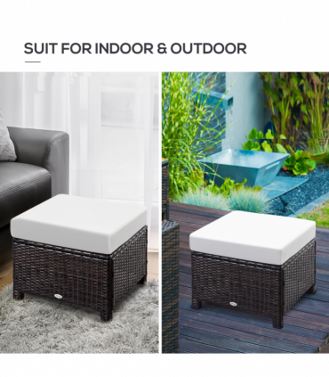 Rattan Ottoman - Brown