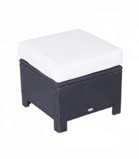 Garden Ottoman - Black Rattan, 50cm x 50cm x 35cm, Aluminium Tube, PE Rattan