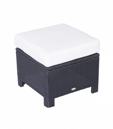 Garden Ottoman - Black Rattan, 50cm x 50cm x 35cm, Aluminium Tube, PE Rattan