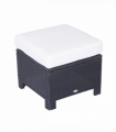 Garden Ottoman - Black Rattan, 50cm x 50cm x 35cm, Aluminium Tube, PE Rattan