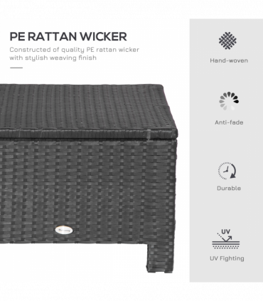 Garden Ottoman - Black Rattan, 50cm x 50cm x 35cm, Aluminium Tube, PE Rattan