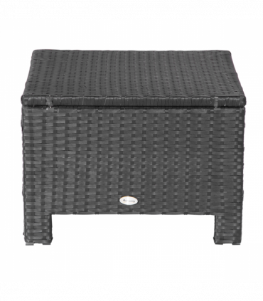 Garden Ottoman - Black Rattan, 50cm x 50cm x 35cm, Aluminium Tube, PE Rattan