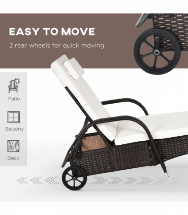 Rattan Recliner Lounger Set Brown PE Rattan 200cmx73cmx56cm Outdoor Furniture