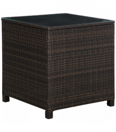 Rattan Side Table Brown 64cm x 64cm x 68cm Metal Glass PE UV Fire Resistant