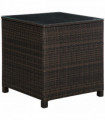 Rattan Side Table Brown 64cm x 64cm x 68cm Metal Glass PE UV Fire Resistant