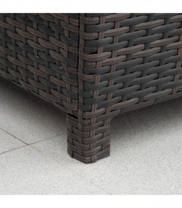Rattan Side Table Brown 64cm x 64cm x 68cm Metal Glass PE UV Fire Resistant