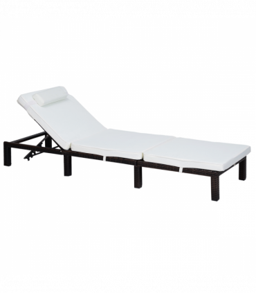 Rattan Sun Lounger Bed-Brown