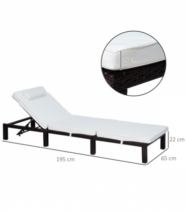 Rattan Sun Lounger Bed-Brown