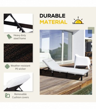 Rattan Sun Lounger Bed-Brown