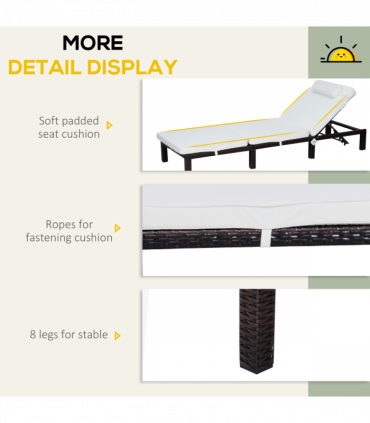 Rattan Sun Lounger Bed-Brown