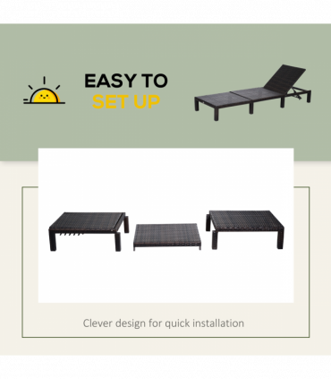 Rattan Sun Lounger Bed-Brown