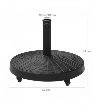 Resin Patio Umbrella Base Parasol Stand Weight Deck Holder w/ Wheels Outdoor
