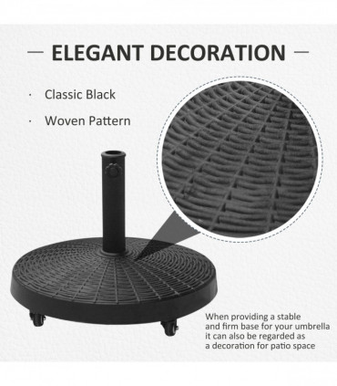 Resin Patio Umbrella Base Parasol Stand Weight Deck Holder w/ Wheels Outdoor