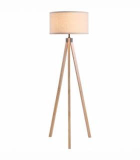 Wood Beige 45cm x 45cm x 152cm Rubber Wood Tripod Floor Lamp Beige