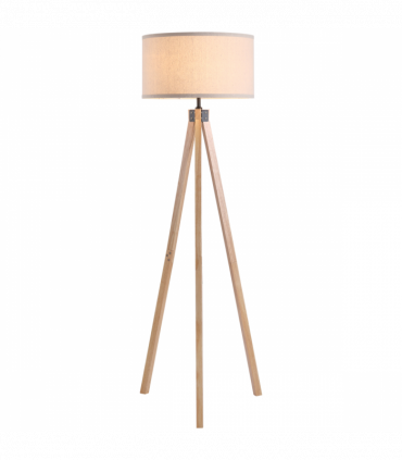 Wood Beige 45cm x 45cm x 152cm Rubber Wood Tripod Floor Lamp Beige