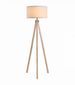 Wood Beige 45cm x 45cm x 152cm Rubber Wood Tripod Floor Lamp Beige